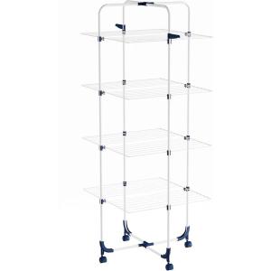 Lavish Home Clothes Drying Rack – 4-Tiered Laundry Station with Collapsible Shelves and Wheels for Folding, Sorting and Air Drying Garments