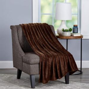 Lavish Home Desert Tan Oversized Microfiber Velvet Solid Polyester Throw Blanket Breathable and Machine Washable(Mocha Brown)