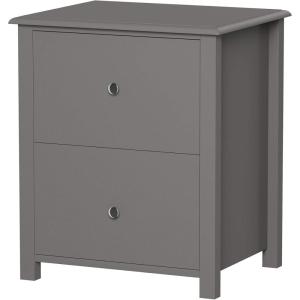 Lavish Home End 2 Drawers-Sofa Side Table, Gray & Silver(Slate Gray)