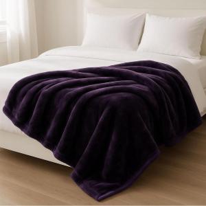 Lavish Home Faux Fur Throw Blanket – Oversized 91×81 Machine-Washable Bedding – Mink-Style 7.8lb Heavy Blanket for Bed or Sofa (Purple)(Purple)