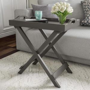 Lavish Home Folding TV Tray Table – Contemporary Side Table with Removable Tray Top for Food Serving, Decor, or Meals – Portable End Furniture for Living Room, Bedroom, or Home Office (Gray)