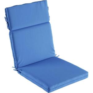 Lavish Home High-Back Patio Cushion– for Outdoor Furniture, Adirondack, Rocking or Dining Chairs– Red Fabric with Piping & Ties by LHC, 1 Count (Pack of 1)(Blue)