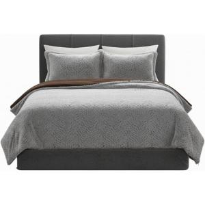 Lavish Home King Size Comforter Set – 3-Piece Mink-Style Faux Fur Blanket and 2 Shams – Cozy Machine-Washable King Bedding Set (Grey/Chocolate/Black)