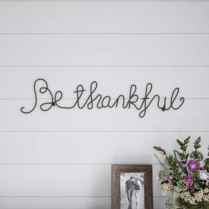 Lavish Home Metal Thankful Cursive Cutout Sign-3D Word Art Home Accent Decor-Perfect for Modern Rustic or Vintage Farmhouse Style, 25-Inch Long, Black