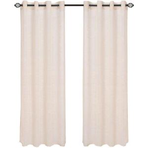 Lavish Home Mia Jacquard Grommet Curtain Panel – Grey(Beige)