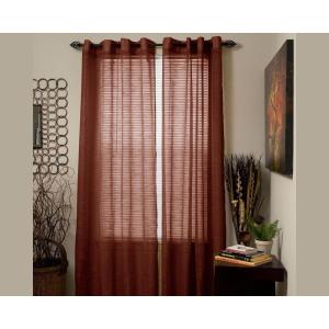 Lavish Home Mia Jacquard Grommet Curtain Panel – Grey(Brown)