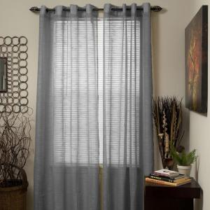 Lavish Home Mia Jacquard Grommet Curtain Panel – Grey(Grey)