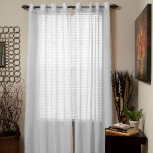 Lavish Home Mia Jacquard Grommet Curtain Panel – Grey(White)