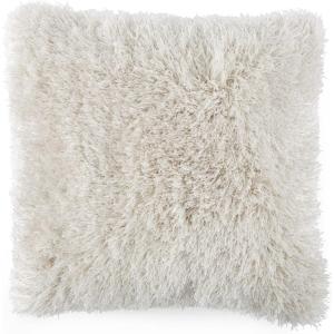 Lavish Home Oversized Floor or Throw Pillow Square Luxury Plush– Shag Faux Fur Glam Decor Cushion for Bedroom Living Room or Dorm (Mocha)(Beige)