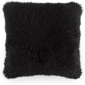 Lavish Home Oversized Floor or Throw Pillow Square Luxury Plush– Shag Faux Fur Glam Decor Cushion for Bedroom Living Room or Dorm (Mocha)(Black)