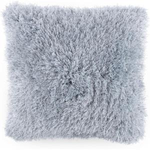 Lavish Home Oversized Floor or Throw Pillow Square Luxury Plush– Shag Faux Fur Glam Decor Cushion for Bedroom Living Room or Dorm (Mocha)(Blue)
