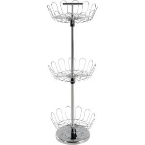 Lavish Home Rotating Shoe Rack Organizer – 3-Tier Shoe Storage Organizer Holds 18 Pairs – Freestanding Vertical Carousel with Metal Adjustable Racks (Chrome)