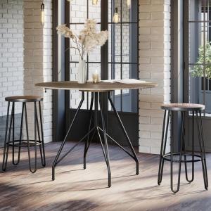 Lavish Home Set of 2 Counter-Height Bar Stools 29.5 Inches – Round Wood Barstools with Hairpin Legs for Kitchen or Dining Room – Modern Farmhouse Furniture(Rounded Frame Set of 2)