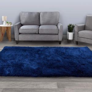 Lavish Home Shag Area Rug-5×7 Plush Throw Carpet-Cozy Modern Design-Solid Color Floor Covering for Home, Living Room, Bedroom & Office, 5’3″x7’7″, Navy Blue