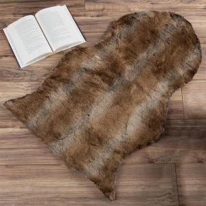 Lavish Home Sheepskin Throw Rug Faux Fur 2×3-Foot High Pile Soft and Plush Mat for Bedroom, Kitchen, Bathroom, Nursery & Office(2′ x 3′ (Oval))