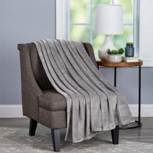 Lavish Home Velvet Throw – Oversized Microfiber Velvet Solid Polyester Throw Blanket – Breathable and Machine Washable in Stone Grey