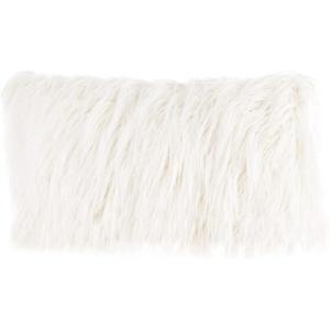 Lavish Home (White 12×20 Plush Lumbar Faux Fur Pillows ? 2-Pack Decorative Pillow Insert and Shag Cover Set for Bedroom, Living Room, or Office, 12 x 20, 2 Count