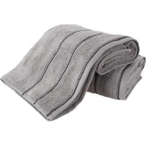 Luxury Cotton Towel Set- 2 Piece Bath Sheet Set Made From 100% Zero Twist Cotton- Quick Dry, Soft and Absorbent By Lavish Home (Eggplant / White)(Silver and Black)