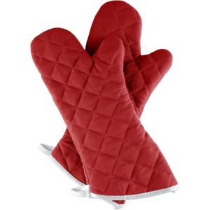 Oven Mitts, Set of 2 Oversized Quilted Mittens, Flame and Heat Resistant By Lavish Home (Black)(Burgundy)