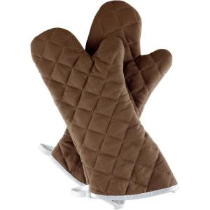Oven Mitts, Set of 2 Oversized Quilted Mittens, Flame and Heat Resistant By Lavish Home (Black)(Chocolate)
