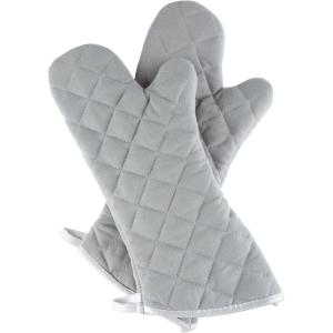 Oven Mitts, Set of 2 Oversized Quilted Mittens, Flame and Heat Resistant By Lavish Home (Black)(Silver)