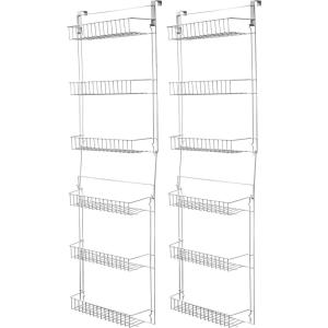Over the Door Organizer – 6-Tier Adjustable Pantry Shelves and Rack for Kitchen Organization – Organization and Storage by Lavish Home (White)(6-TIER ADJUSTABLE (Pack of 2))