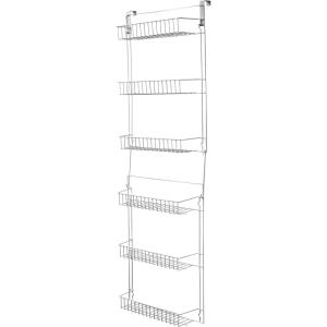 Over the Door Organizer – 6-Tier Adjustable Pantry Shelves and Rack for Kitchen Organization – Organization and Storage by Lavish Home (White)(6-TIER ADJUSTABLE)