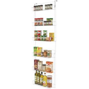 Over the Door Organizer – 6-Tier Adjustable Pantry Shelves and Rack for Kitchen Organization – Organization and Storage by Lavish Home (White)(6-TIER WITH HOOKS)