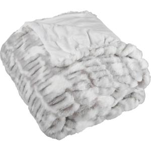 Oversized Ruched Faux Fur Blanket – 60×80-Inch Jacquard Faux Fur Queen-Size Throw for Sofas and Beds – Luxurious Bedding by Lavish Home (Cream)(Gray)