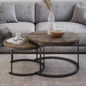 Round Coffee Table Set ‘ 2-Piece Nesting Tables to Use Together or Separately – Modern FA