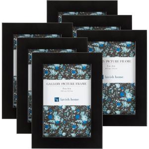 Set of 6 Picture Frames – 11×14 Photo Frame Set with Stand and Hooks for Gallery Wall or Family Portrait – Picture Wall Decor by Lavish Home (Black)(4 x 6)