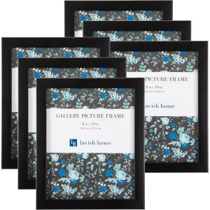 Set of 6 Picture Frames – 11×14 Photo Frame Set with Stand and Hooks for Gallery Wall or Family Portrait – Picture Wall Decor by Lavish Home (Black)(8″x10″)