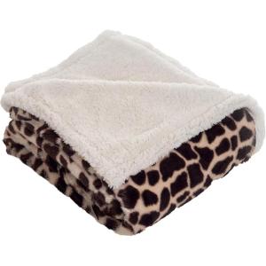 Sherpa Fleece Throw Blanket – 50×60-Inch Machine-Washable Reversible Throw – Fluffy Blankets for Couch, Chair, or Bed by Lavish Home (Leopard)(Giraffe)