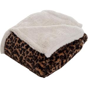 Sherpa Fleece Throw Blanket – 50×60-Inch Machine-Washable Reversible Throw – Fluffy Blankets for Couch, Chair, or Bed by Lavish Home (Leopard)(Leopard)