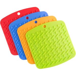 Silicone Pot Holder, Trivet Mat, Jar Opener, Spoon Rest, and Garlic Peeler – 4 pc – by Lavish Home