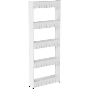 Slim Rolling Storage Cart – 5-Tier Utility Cart with Wheels for Bathroom, Kitchen, and Laundry Room – Bathroom Shelves by Lavish Home (White)(5-Tier)