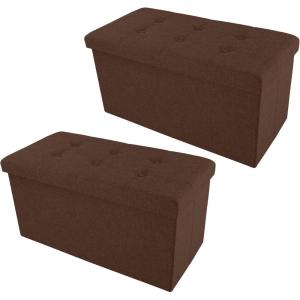 Storage Ottoman – 30-Inch Folding Tufted Footrest, Linen Chest, or Bench with Removable Bin for Living Room, Bedroom, or Dorm by Lavish Home (Gray)(Brown)