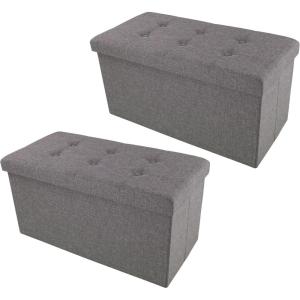 Storage Ottoman – 30-Inch Folding Tufted Footrest, Linen Chest, or Bench with Removable Bin for Living Room, Bedroom, or Dorm by Lavish Home (Gray)(Dark Gray)