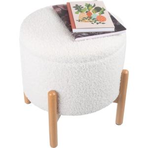 Storage Ottoman – Multipurpose Round Footrest or Storage Organizer with Removable Top for Living Room, Dorm, or Apartment by Lavish Home (Gray)(White)