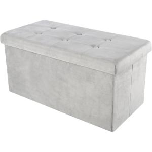 Storage Ottoman – Velvet Tufted Footrest, Linen Chest, or Bench Organizer with Removable Lid for Bedroom, Dorm Room, or Entryway by Lavish Home (Gray)(Cube)