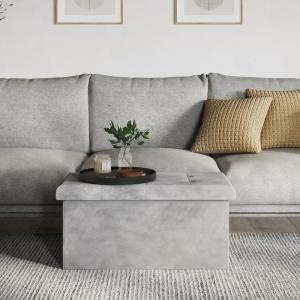 Storage Ottoman – Velvet Tufted Footrest, Linen Chest, or Storage Organizer with Removable Lid for Bedroom, Living Room, or Dorm by Lavish Home (Gray)(Rectangular)