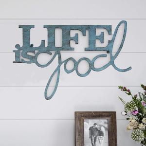 Wall Art – Life is Good Decorative Metal Wall Sign – 3D Word Art Home Décor for Modern Rustic or Vintage Farmhouse Styles by Lavish Home