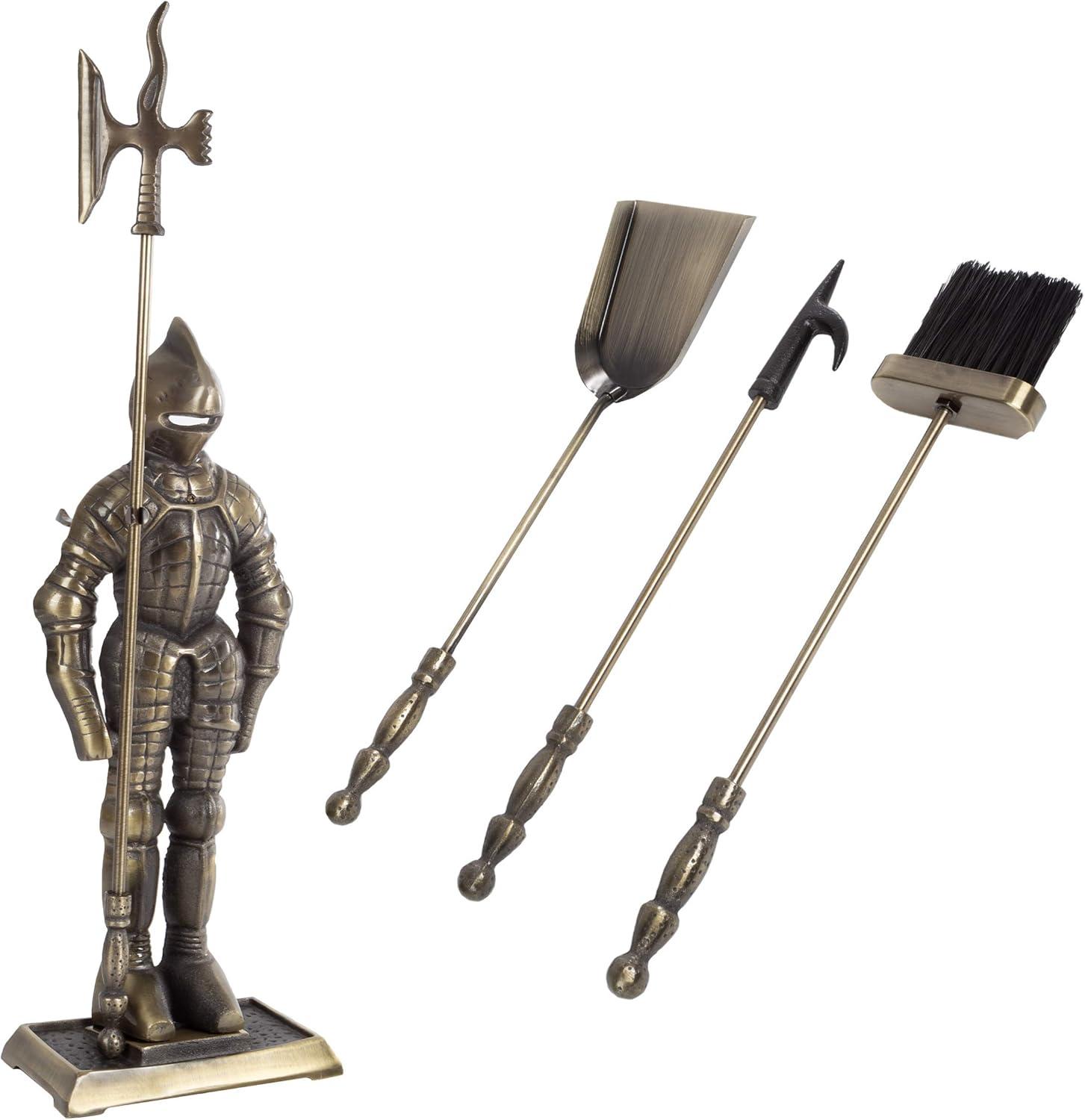 image5Piece Fireplace Tool Set and Log Rack MissionStyle Firewood Holder with Shovel Broom Tongs and Poker for Hearth by Lavish Home Matte BlackMedieval Tool Set