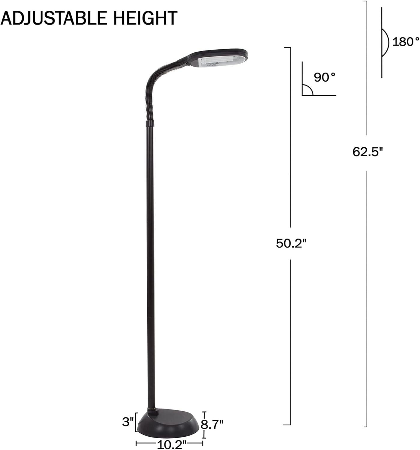 imageBedford Home Floor Lamp Full Spectrum Natural Sunlight Lamp with Bendable Neck Reading Craft Studying and Esthetician Light BeigeBlack