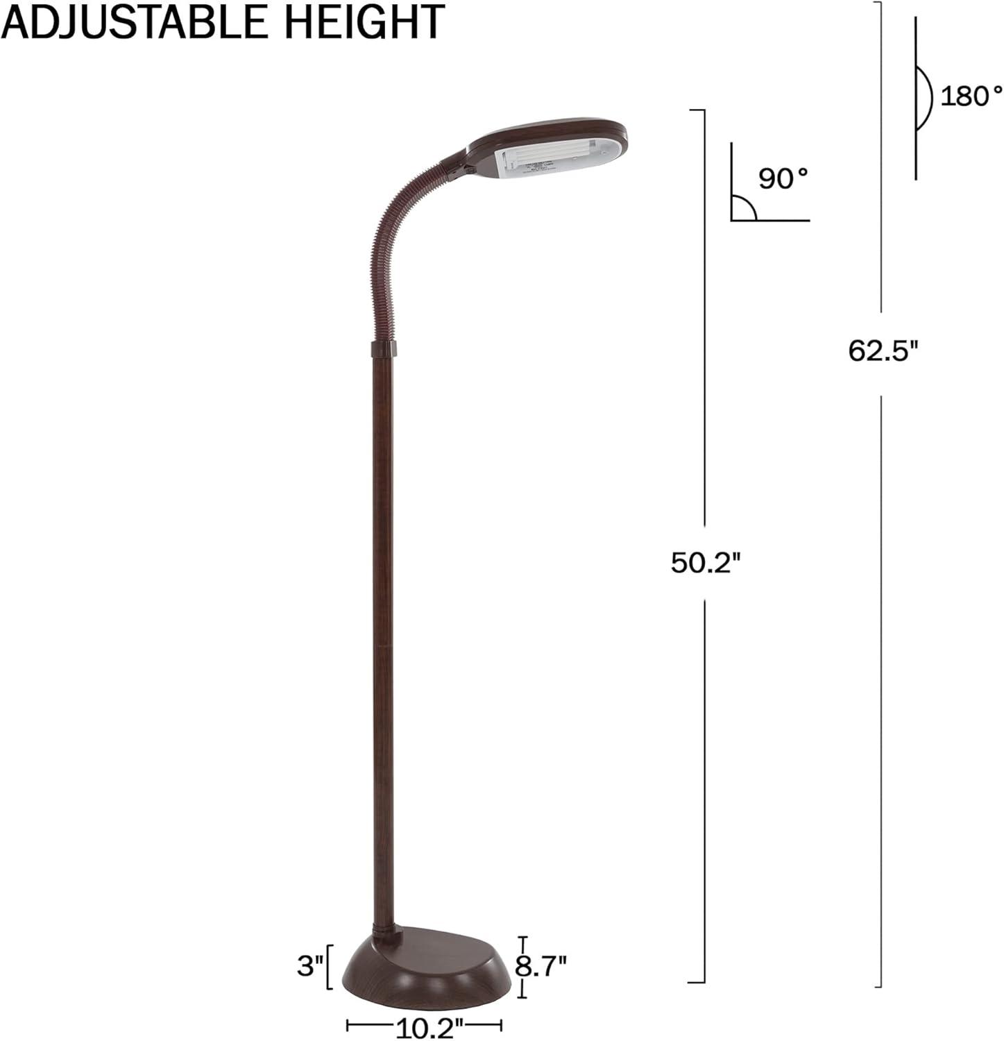 imageBedford Home Floor Lamp Full Spectrum Natural Sunlight Lamp with Bendable Neck Reading Craft Studying and Esthetician Light BeigeWood Grain