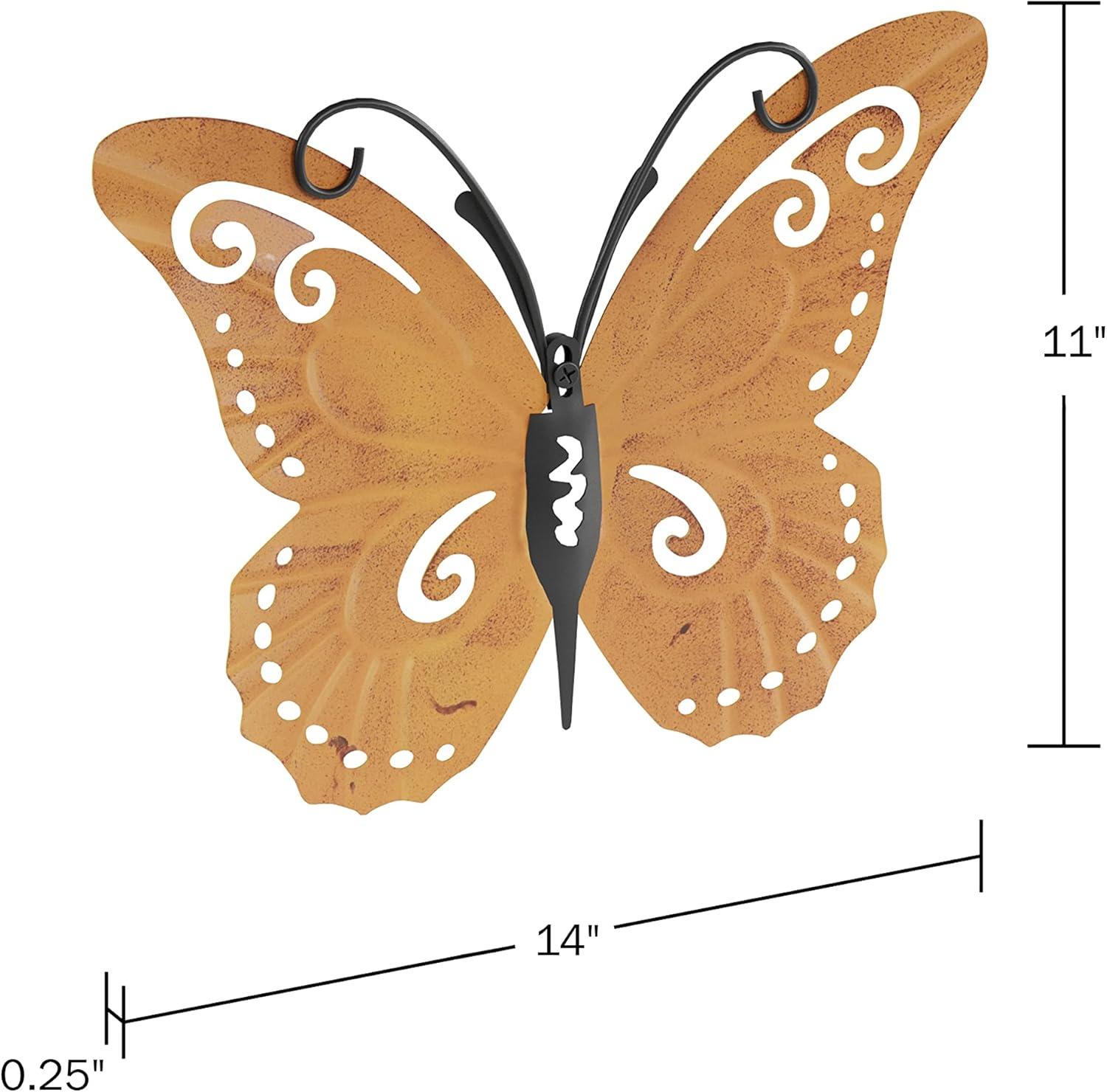 imageButterfly Metal Wall Art 3PieceSet Hand Painted Decorative 3D Butterflies for Rustic Farmhouse Office or Home Decor by Lavish Home6Piece