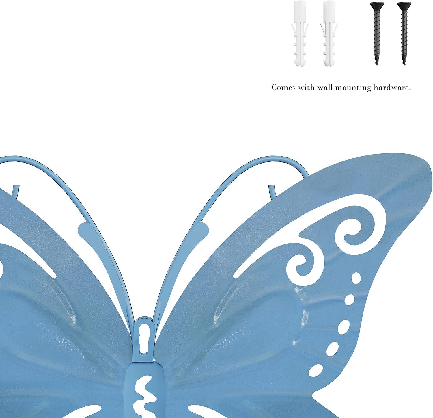 imageButterfly Metal Wall Art 3PieceSet Hand Painted Decorative 3D Butterflies for Rustic Farmhouse Office or Home Decor by Lavish Home6Piece