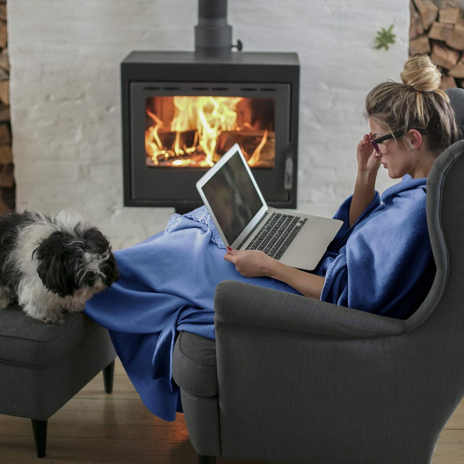 imageFlannel Fleece Throw Blanket For Couch Home Dcor Bed Sofa ampamp Chair Oversized 60 x 70 Lightweight Soft ampamp Plush Microfiber in Desert Tan by Bedford Home Infinity Blue