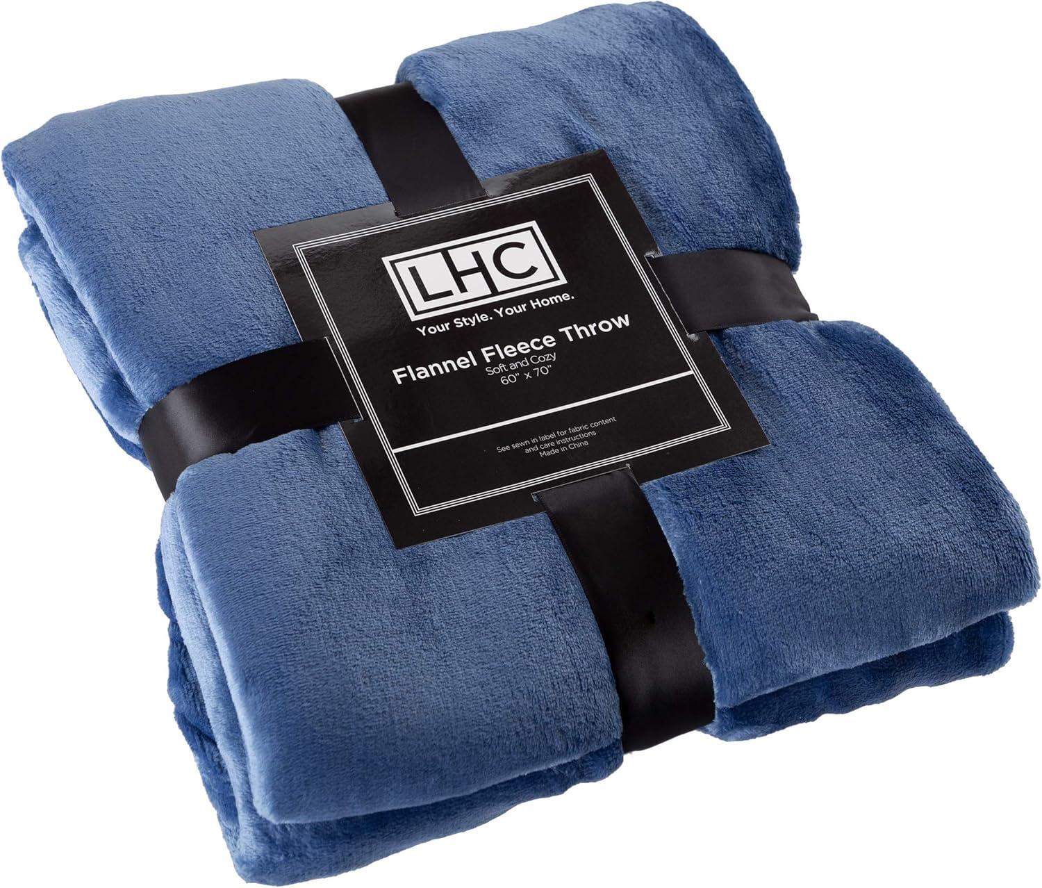 imageFlannel Fleece Throw Blanket For Couch Home Dcor Bed Sofa ampamp Chair Oversized 60 x 70 Lightweight Soft ampamp Plush Microfiber in Desert Tan by Bedford Home Infinity Blue