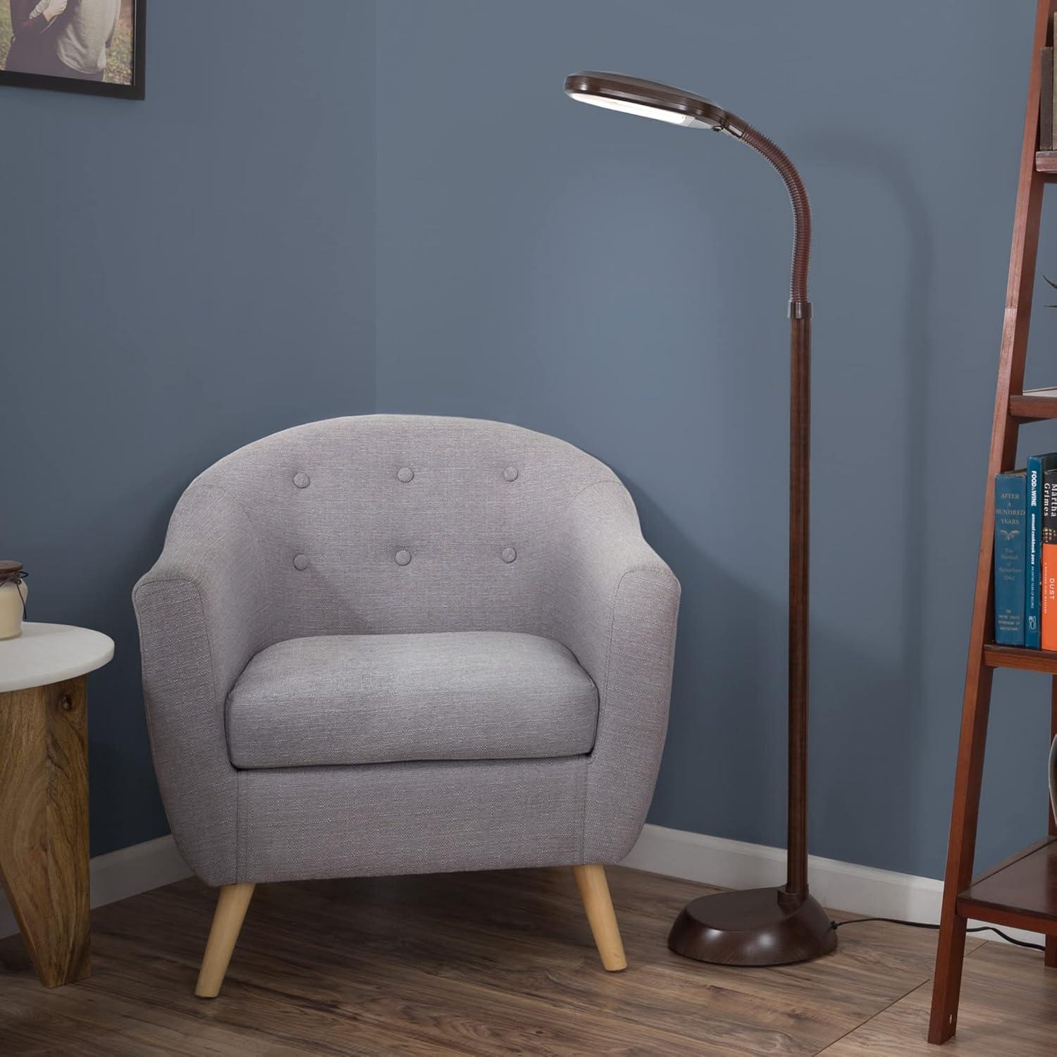imageLavish Home 721438 Full Spectrum Natural Sunlight Floor Lamp with Bendable NeckReading Craft Studying and Esthetician Light 625quot BrownBrown